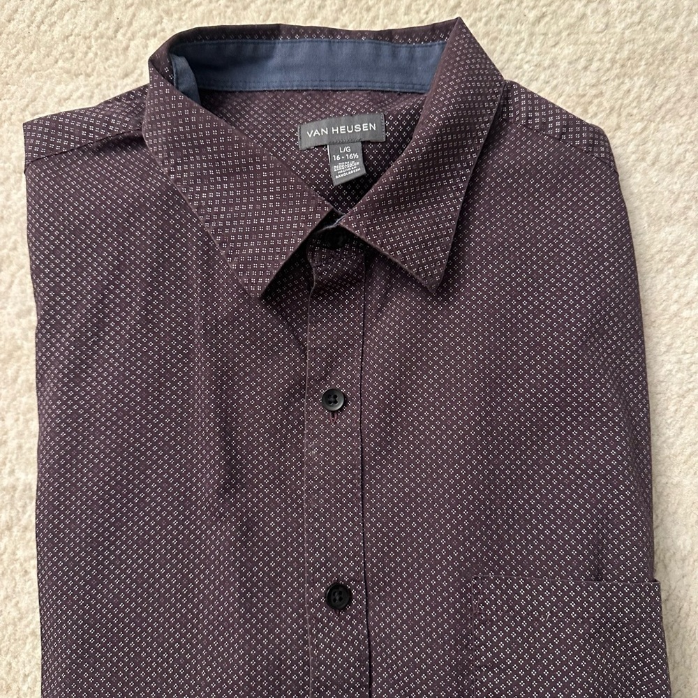 Van Heusen Men's Dark Purple Casual Shirt